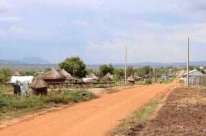 View of a South Sudanese refugee settlement in nor