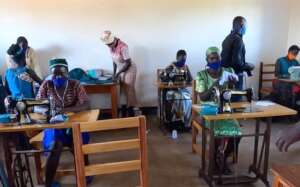 Fabric napkin production in refugee settlements