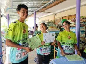 Receiving certificates of achievement!