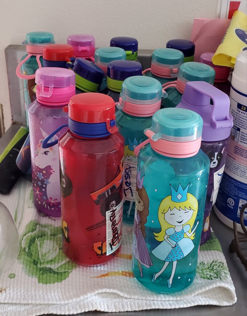 Lots of water bottles to fill!