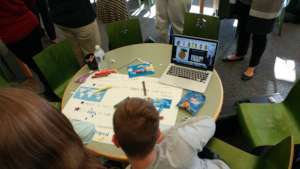 A Haiti location poster being created