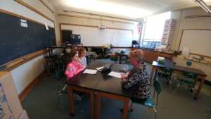 Interviewing Mrs. Brown.