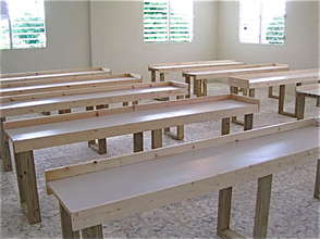 Constructed computer tables at James Stine College