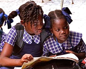 Studying in the warm Haiti winter