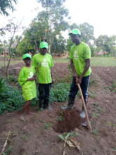 Young Children motivated to plant trees, Uganda