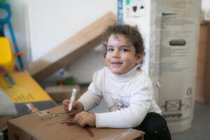 Veronica, 4, goes to a daycare center in Ukraine