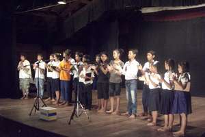 Campers in original play about street children