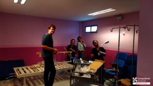 CES staff building a bed at the new Casa Materna
