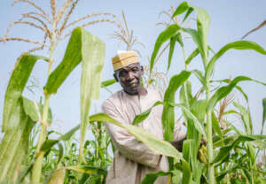 A farmer in flood-prone Nigeria