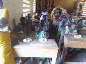 Pupils are eating salad