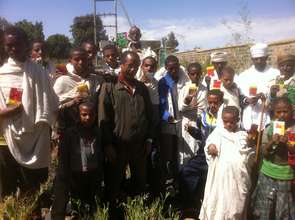 Students holding their vegetable seeds