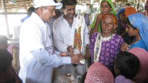 Old women happy to recieve the EID gift