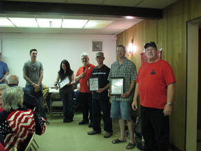 Soldiers receiving certificates of appreciation