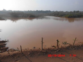 Rainwater catchment pond during monsoon