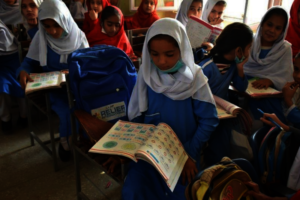 Sania studying in class
