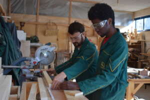 The wood workshop in use
