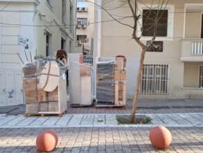 Furniture waiting to move into the new space