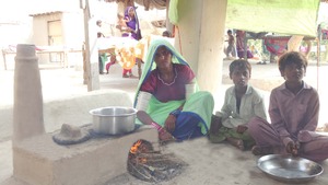 Mrs.Anita Devi using Cooking Stove near Matli