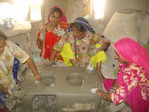 Women completing stove