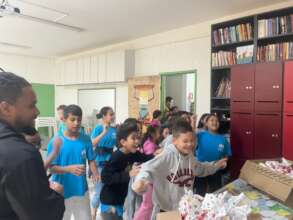 Children's joyful reaction to finding Easter eggs