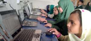 Female students in the computer lab