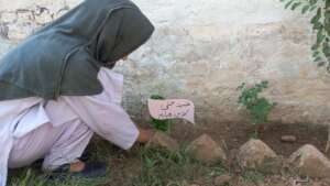 Our girl student participating in plantation drive