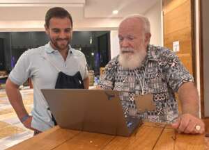 Austin with Felix scouting for ideal cool nursery