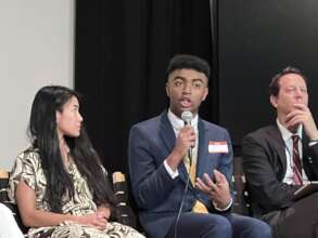 Jeremiah speaking at the Film Festival