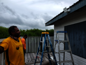 Installing gutters for rainwater collection