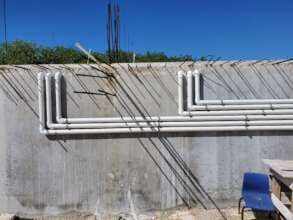 Rainwater collection Cistern showing inlet/outlets