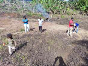 Team Members Clearing land for construction
