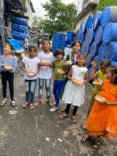 Snacks distribution to children
