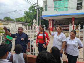 The firefighter and other teachers and volunteers