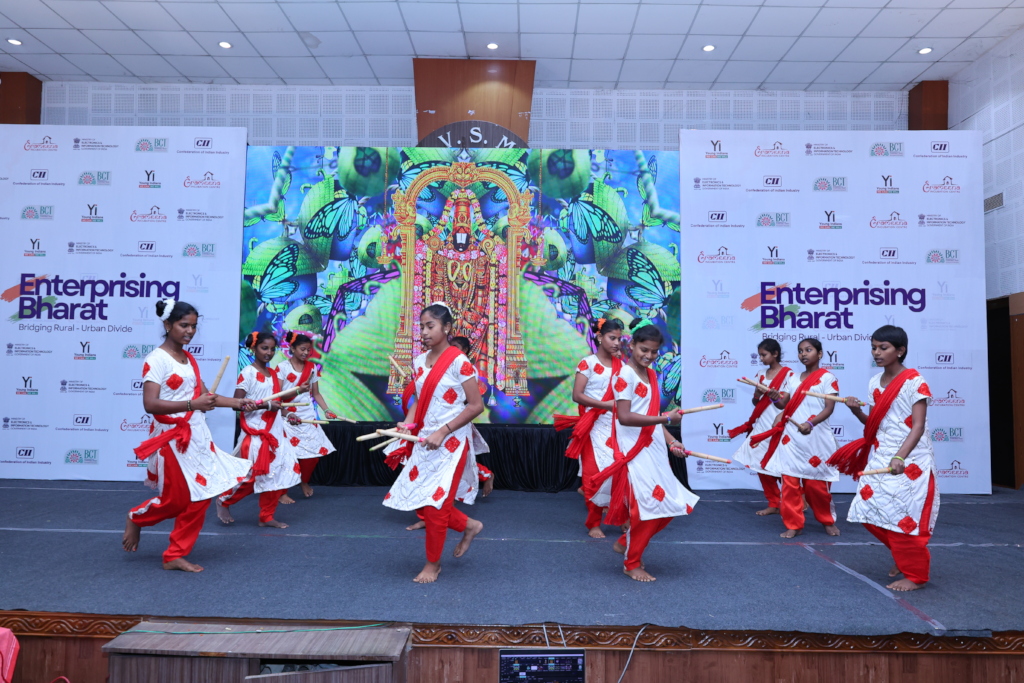 Students display Kolatam - Andhra's folk dance