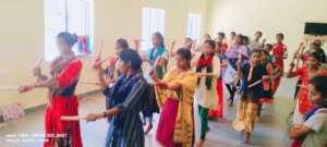 Practicing kolatam- folk dance of Andhra Pradesh