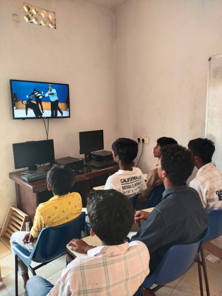Specially abled students learn about mime show