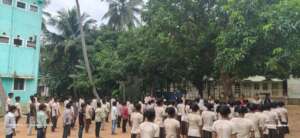 Students at morning assembly