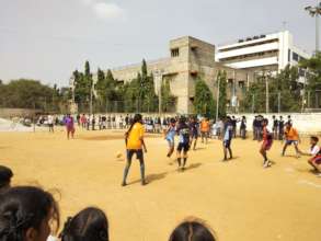 Community Cup football tournament in progress