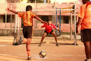 All set to strike a goal