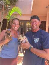 Gracie & Tug being escorted to their forever home