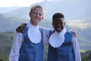 Kuhle in concert dress with a friend.