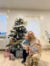 Hlib and his mother celebrating Christmas at Dacha