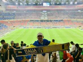 Ukraine vs Italy soccer match at San Siro stadium