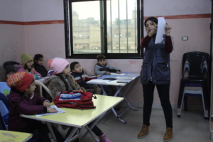 Qamar and Elementary 3th Grade pupils in winter