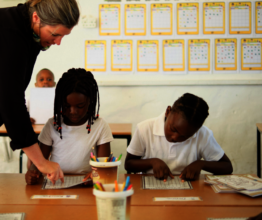 Teacher Victoria with her class