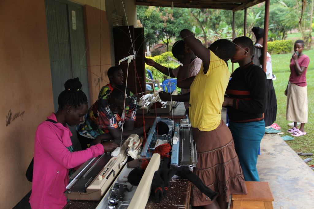 Some of the young mothers learning tailoring
