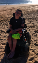 Cameron gets out on the beach at last!