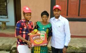 Giving food items to a poor widow