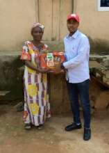 Giving food items to a poor widow