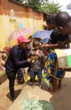 Sharing food items to poor families